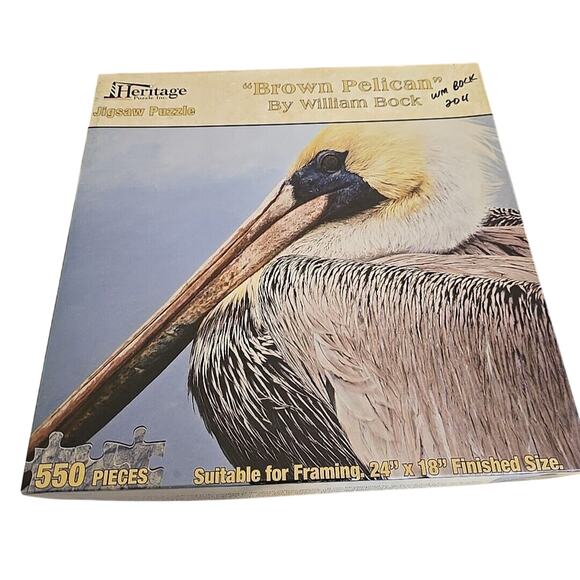 VTG Heritage Brown Pelican by William Bock Bird 550 Pieces Jigsaw Puzzle 24"x18" - Picture 1 of 5